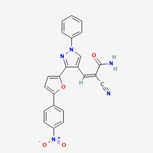 (Z)-2-cyano-3-[3-[5-(4-nitrophenyl)furan-2-yl]-1-phenylpyrazol-4-yl]prop-2-enamide