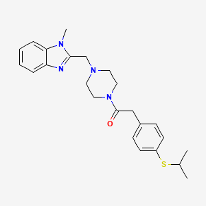 2-(4-(isopropylthio)phenyl)-1-(4-((1-methyl-1H-benzo[d]imidazol-2-yl)methyl)piperazin-1-yl)ethanone
