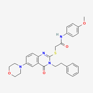 molecular formula C29H30N4O4S B2841196 N-(4-methoxyphenyl)-2-((6-morpholino-4-oxo-3-phenethyl-3,4-dihydroquinazolin-2-yl)thio)acetamide CAS No. 689759-47-5
