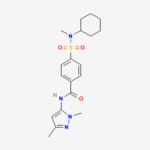 molecular formula C19H26N4O3S B2841203 4-(N-cyclohexyl-N-methylsulfamoyl)-N-(1,3-dimethyl-1H-pyrazol-5-yl)benzamide CAS No. 1172357-29-7