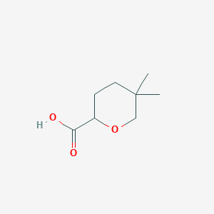 molecular formula C8H14O3 B2841222 5,5-Dimethyltetrahydro-2H-pyran-2-carboxylic acid CAS No. 2416229-03-1