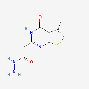 molecular formula C10H12N4O2S B2841231 2-{5,6-二甲基-4-氧代-3H,4H-噻吩[2,3-d]嘧啶-2-基}乙酰肼 CAS No. 561009-01-6