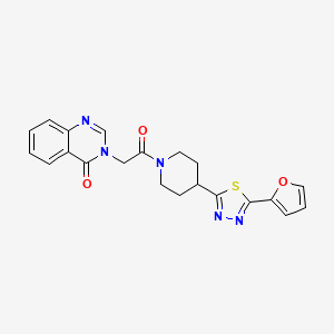molecular formula C21H19N5O3S B2841238 3-(2-(4-(5-(furan-2-yl)-1,3,4-thiadiazol-2-yl)piperidin-1-yl)-2-oxoethyl)quinazolin-4(3H)-one CAS No. 1226448-90-3