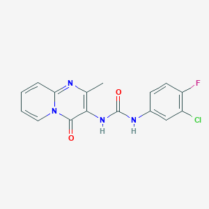 molecular formula C16H12ClFN4O2 B2841245 1-(3-chloro-4-fluorophenyl)-3-(2-methyl-4-oxo-4H-pyrido[1,2-a]pyrimidin-3-yl)urea CAS No. 1060330-66-6
