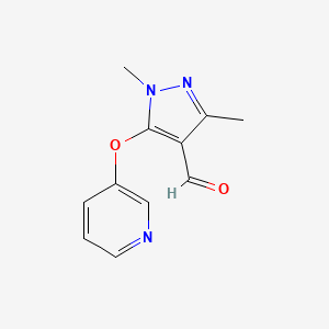molecular formula C11H11N3O2 B2841254 1,3-dimethyl-5-(pyridin-3-yloxy)-1H-pyrazole-4-carbaldehyde CAS No. 122816-70-0