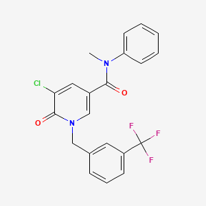molecular formula C21H16ClF3N2O2 B2841264 5-氯-N-甲基-6-氧代-N-苯基-1-[[3-(三氟甲基)苯基]甲基]吡啶-3-羧酰胺 CAS No. 400087-48-1