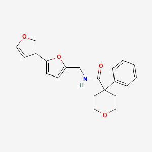 molecular formula C21H21NO4 B2841286 N-({[2,3'-bifuran]-5-yl}methyl)-4-phenyloxane-4-carboxamide CAS No. 2097899-72-2