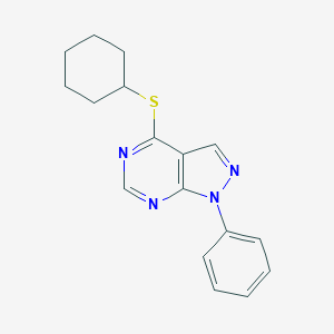 molecular formula C17H18N4S B284129 cyclohexyl 1-phenyl-1H-pyrazolo[3,4-d]pyrimidin-4-yl sulfide 