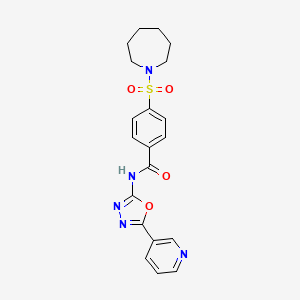 molecular formula C20H21N5O4S B2841292 4-(azepan-1-ylsulfonyl)-N-(5-(pyridin-3-yl)-1,3,4-oxadiazol-2-yl)benzamide CAS No. 1171034-39-1