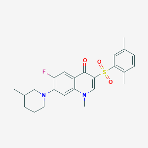 molecular formula C24H27FN2O3S B2841299 3-((2,5-dimethylphenyl)sulfonyl)-6-fluoro-1-methyl-7-(3-methylpiperidin-1-yl)quinolin-4(1H)-one CAS No. 892779-81-6