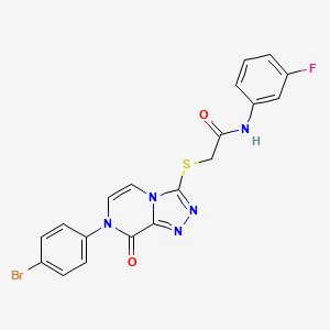 molecular formula C19H13BrFN5O2S B2841304 2-((7-(4-bromophenyl)-8-oxo-7,8-dihydro-[1,2,4]triazolo[4,3-a]pyrazin-3-yl)thio)-N-(3-fluorophenyl)acetamide CAS No. 1223921-65-0