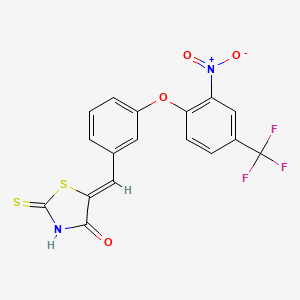 (5Z)-5-({3-[2-nitro-4-(trifluoromethyl)phenoxy]phenyl}methylidene)-2-sulfanylidene-1,3-thiazolidin-4-one