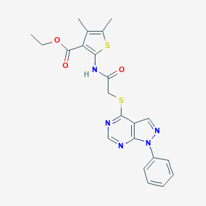 ethyl 4,5-dimethyl-2-({[(1-phenyl-1H-pyrazolo[3,4-d]pyrimidin-4-yl)sulfanyl]acetyl}amino)-3-thiophenecarboxylate