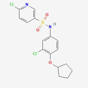 molecular formula C16H16Cl2N2O3S B2841318 6-chloro-N-[3-chloro-4-(cyclopentyloxy)phenyl]pyridine-3-sulfonamide CAS No. 1427655-67-1