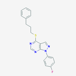 molecular formula C20H17FN4S B284133 1-(4-fluorophenyl)-1H-pyrazolo[3,4-d]pyrimidin-4-yl 3-phenylpropyl sulfide 