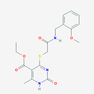 molecular formula C18H21N3O5S B2841340 ethyl 4-[2-[(2-methoxyphenyl)methylamino]-2-oxoethyl]sulfanyl-6-methyl-2-oxo-1H-pyrimidine-5-carboxylate CAS No. 899727-11-8