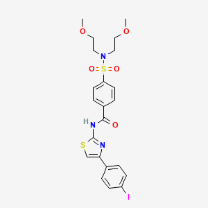 molecular formula C22H24IN3O5S2 B2841348 4-[双(2-甲氧基乙基)磺酰氨基]-N-[4-(4-碘苯基)-1,3-噻唑-2-基]苯甲酰胺 CAS No. 328539-83-9