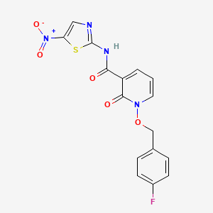 molecular formula C16H11FN4O5S B2841349 1-((4-fluorobenzyl)oxy)-N-(5-nitrothiazol-2-yl)-2-oxo-1,2-dihydropyridine-3-carboxamide CAS No. 868678-67-5