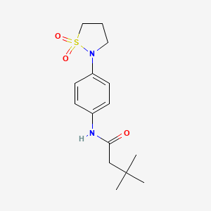 molecular formula C15H22N2O3S B2841351 N-(4-(1,1-dioxidoisothiazolidin-2-yl)phenyl)-3,3-dimethylbutanamide CAS No. 899953-18-5