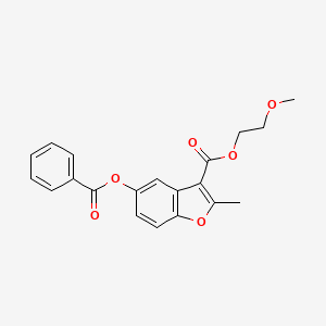 molecular formula C20H18O6 B2841356 2-甲氧基乙基5-(苯甲酰氧基)-2-甲基-1-苯并呋喃-3-羧酸酯 CAS No. 300674-45-7