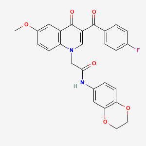 N-(2,3-dihydro-1,4-benzodioxin-6-yl)-2-[3-(4-fluorobenzoyl)-6-methoxy-4-oxoquinolin-1-yl]acetamide