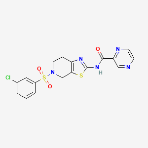 N-(5-((3-chlorophenyl)sulfonyl)-4,5,6,7-tetrahydrothiazolo[5,4-c]pyridin-2-yl)pyrazine-2-carboxamide
