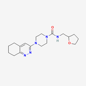 molecular formula C18H27N5O2 B2841392 4-(5,6,7,8-tetrahydrocinnolin-3-yl)-N-((tetrahydrofuran-2-yl)methyl)piperazine-1-carboxamide CAS No. 2034350-04-2