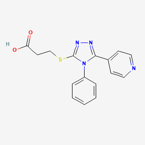 molecular formula C16H14N4O2S B2841406 3-{[4-phenyl-5-(pyridin-4-yl)-4H-1,2,4-triazol-3-yl]sulfanyl}propanoic acid CAS No. 690249-41-3
