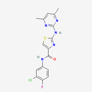 B2841409 N-(3-chloro-4-fluorophenyl)-2-((4,6-dimethylpyrimidin-2-yl)amino)thiazole-4-carboxamide CAS No. 1251575-37-7