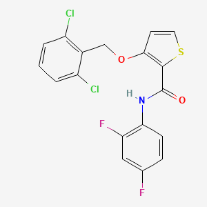 molecular formula C18H11Cl2F2NO2S B2841415 3-[(2,6-dichlorophenyl)methoxy]-N-(2,4-difluorophenyl)thiophene-2-carboxamide CAS No. 344269-91-6
