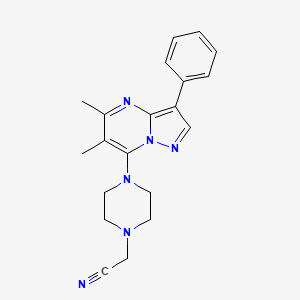 molecular formula C20H22N6 B2841419 [4-(5,6-Dimethyl-3-phenylpyrazolo[1,5-a]pyrimidin-7-yl)piperazin-1-yl]acetonitrile CAS No. 900290-71-3