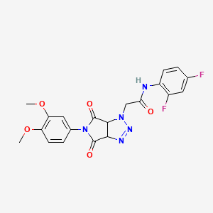 molecular formula C20H17F2N5O5 B2841423 N-(2,4-difluorophenyl)-2-(5-(3,4-dimethoxyphenyl)-4,6-dioxo-4,5,6,6a-tetrahydropyrrolo[3,4-d][1,2,3]triazol-1(3aH)-yl)acetamide CAS No. 1052612-89-1