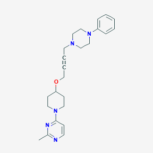 molecular formula C24H31N5O B2841427 2-Methyl-4-(4-{[4-(4-phenylpiperazin-1-yl)but-2-yn-1-yl]oxy}piperidin-1-yl)pyrimidine CAS No. 2415468-72-1