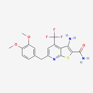 molecular formula C18H16F3N3O3S B2841428 3-氨基-6-(3,4-二甲氧基苯基)-4-(三氟甲基)噻吩[2,3-b]吡啶-2-羧酰胺 CAS No. 936080-63-6
