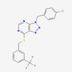 molecular formula C19H13ClF3N5S B2841431 3-(4-chlorobenzyl)-7-((3-(trifluoromethyl)benzyl)thio)-3H-[1,2,3]triazolo[4,5-d]pyrimidine CAS No. 896678-42-5