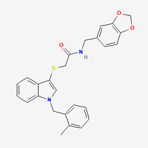 N-(1,3-benzodioxol-5-ylmethyl)-2-[1-[(2-methylphenyl)methyl]indol-3-yl]sulfanylacetamide