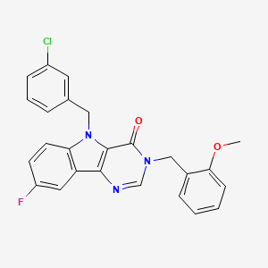 molecular formula C25H19ClFN3O2 B2841441 5-(3-氯苄基)-8-氟-3-(2-甲氧基苄基)-3H-嘧啶并[5,4-b]吲哚-4(5H)-酮 CAS No. 1189477-90-4