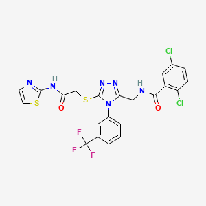 molecular formula C22H15Cl2F3N6O2S2 B2841448 2,5-dichloro-N-((5-((2-oxo-2-(thiazol-2-ylamino)ethyl)thio)-4-(3-(trifluoromethyl)phenyl)-4H-1,2,4-triazol-3-yl)methyl)benzamide CAS No. 391932-61-9
