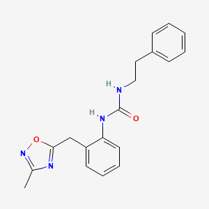 molecular formula C19H20N4O2 B2841449 1-(2-((3-Methyl-1,2,4-oxadiazol-5-yl)methyl)phenyl)-3-phenethylurea CAS No. 1448129-89-2