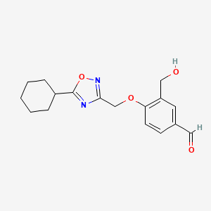 molecular formula C17H20N2O4 B2841452 4-[(5-Cyclohexyl-1,2,4-oxadiazol-3-yl)methoxy]-3-(hydroxymethyl)benzaldehyde CAS No. 1795352-59-8