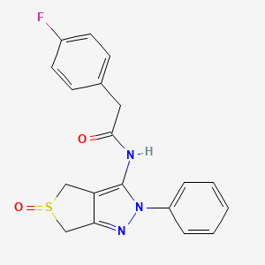 2-(4-fluorophenyl)-N-(5-oxido-2-phenyl-4,6-dihydro-2H-thieno[3,4-c]pyrazol-3-yl)acetamide