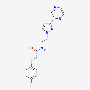 2-((4-fluorophenyl)thio)-N-(2-(3-(pyrazin-2-yl)-1H-pyrazol-1-yl)ethyl)acetamide