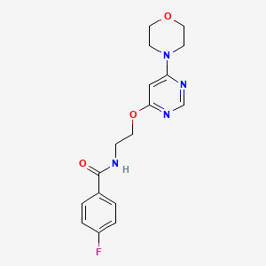 molecular formula C17H19FN4O3 B2841493 4-fluoro-N-(2-((6-morpholinopyrimidin-4-yl)oxy)ethyl)benzamide CAS No. 1209546-50-8