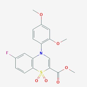 molecular formula C18H16FNO6S B2841494 methyl 4-(2,4-dimethoxyphenyl)-6-fluoro-4H-1,4-benzothiazine-2-carboxylate 1,1-dioxide CAS No. 1291861-80-7