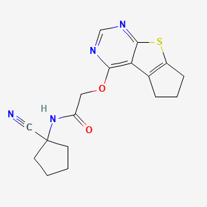 molecular formula C17H18N4O2S B2841513 N-(1-cyanocyclopentyl)-2-{7-thia-9,11-diazatricyclo[6.4.0.0^{2,6}]dodeca-1(12),2(6),8,10-tetraen-12-yloxy}acetamide CAS No. 1623446-67-2