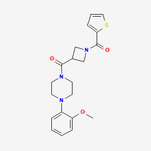 molecular formula C20H23N3O3S B2841517 (4-(2-Methoxyphenyl)piperazin-1-yl)(1-(thiophene-2-carbonyl)azetidin-3-yl)methanone CAS No. 1286718-84-0