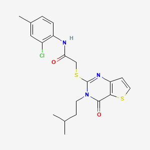 molecular formula C20H22ClN3O2S2 B2841519 N-(2-氯-4-甲基苯基)-2-{[3-(3-甲基丁基)-4-氧代-3,4-二氢噻吩并[3,2-d]嘧啶-2-基]硫基}乙酰胺 CAS No. 1252820-03-3