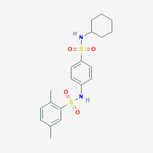 molecular formula C20H26N2O4S2 B284152 N-{4-[(cyclohexylamino)sulfonyl]phenyl}-2,5-dimethylbenzenesulfonamide 