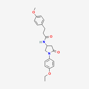 molecular formula C22H26N2O4 B2841521 N-[1-(4-ethoxyphenyl)-5-oxopyrrolidin-3-yl]-3-(4-methoxyphenyl)propanamide CAS No. 896286-47-8