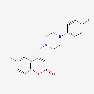 molecular formula C21H21FN2O2 B2841523 4-[[4-(4-Fluorophenyl)piperazin-1-yl]methyl]-6-methylchromen-2-one CAS No. 849913-91-3